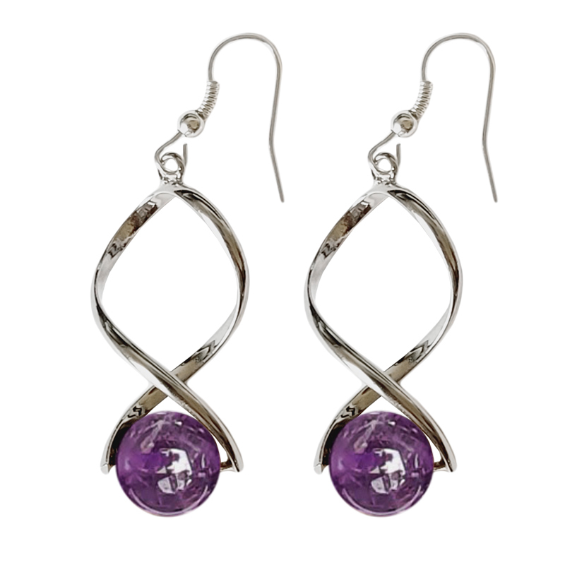 Les Boucles d’Oreilles - Boucles d'Oreille Améthyste Billes 10 et 12 mm