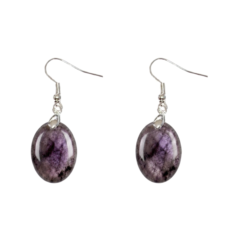 Les Boucles d’Oreilles - Boucles d'Oreilles Labradorite Reflets Violets Ovale