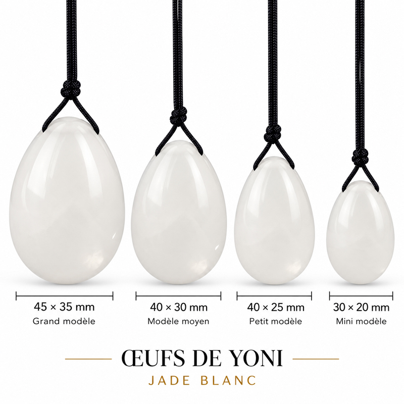 Œufs de Yoni Jade Blanc Percés - Œufs de Yoni Jade Blanc Percés