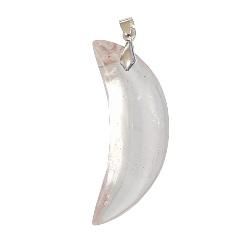 Les Pendentifs - Pendentif Cristal de Roche Transparent Croissant de Lune