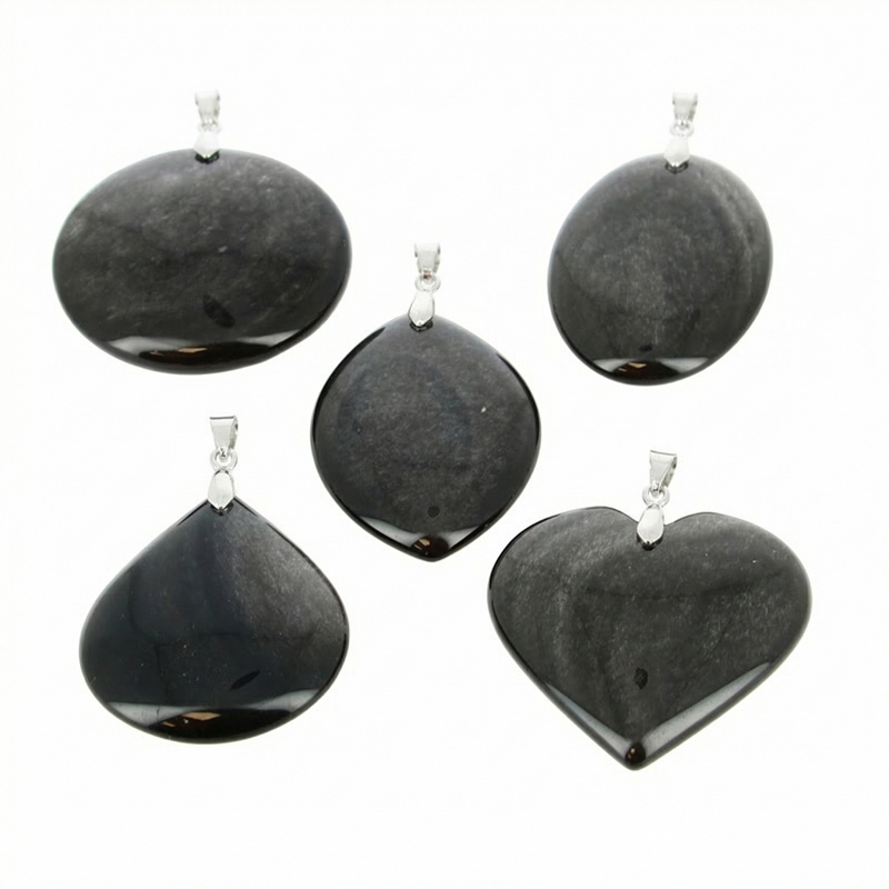Les Pendentifs - Pendentifs Obsidienne Argentée EXTRA