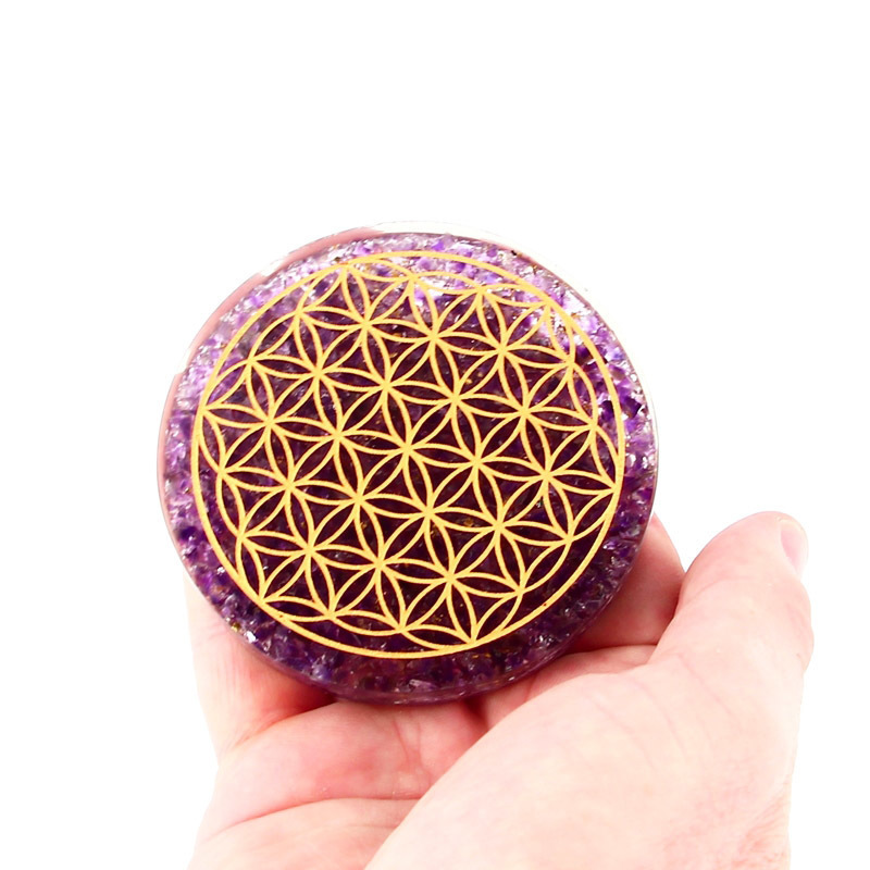 Plateaux Orgonite - Plateaux Orgonite Améthyste Fleur de Vie 8 cm