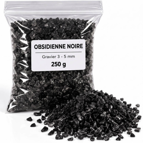 Graviers 3 à 5 mm - 250 g Gravier Obsidienne Noire 3-5 mm