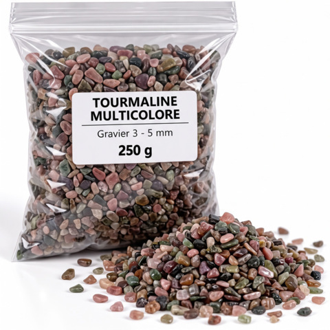 250 g Gravier Tourmaline Multicolore 3-5 mm