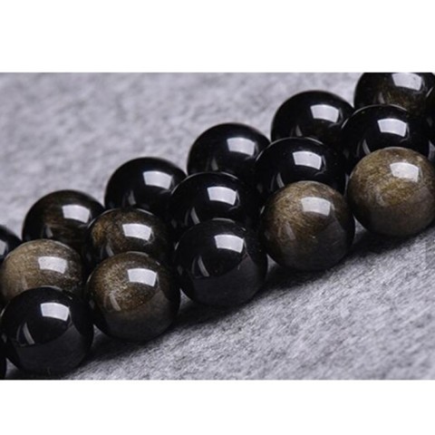 Billes Obsidienne Dorée Perles Percées de 4 à 10 mm