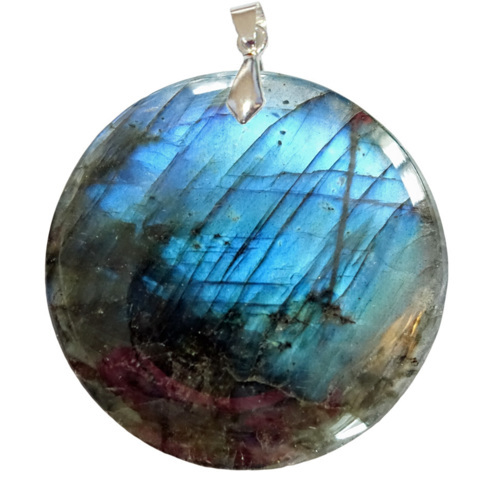 Les Pendentifs - Pendentifs en Labradorite Rond 5.5 cm Qualité EXTRA