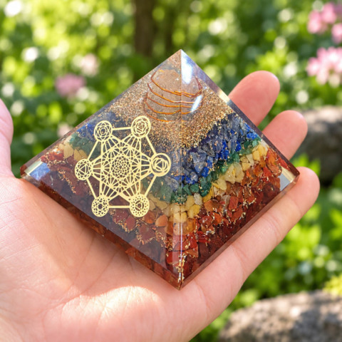 Pyramides - Pyramides 7 Chakras Orgonite Metatron 7.5 cm