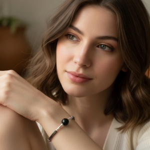 Les Bracelets - Bracelet Bille Hématite Noire et Plaquettes Emeraude Noire