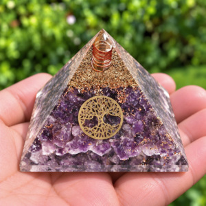 Pyramide Lépidolite Orgonite Arbre de Vie 7.5 cm - Pyramide Lépidolite Orgonite Arbre de Vie 7.5 cm