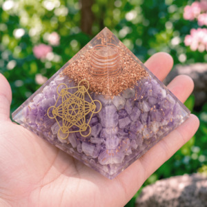 Pyramide Lépidolite Orgonite Metatron 7.5 cm - Orgonite Lépidolite
