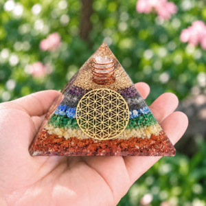 Pyramides 7 Chakras Orgonite Fleur de Vie 7.5 cm - Orgonite 7 Chakras
