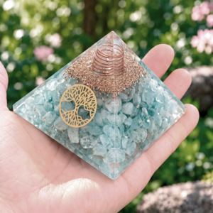 Pyramides Aigue Marine Orgonite Arbre de Vie 7.5 cm - Pyramides Aigue Marine Orgonite Arbre de Vie 7.5 cm