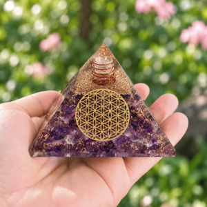 Pyramides Améthyste Orgonite Fleur de Vie 7.5 cm - Orgonite Améthyste