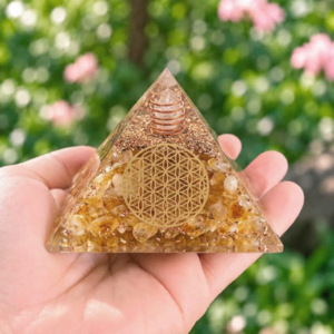 Pyramides Citrine Naturelle Orgonite Fleur de Vie 7.5 cm - Orgonite Citrine