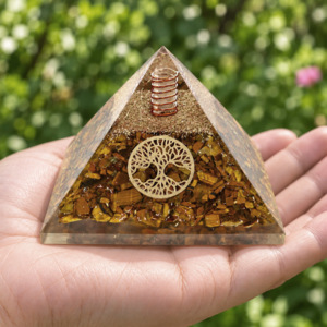 Pyramides Œil de Tigre Orgonite Arbre de Vie 7.5 cm - Pyramides Œil de Tigre Orgonite Arbre de Vie 7.5 cm
