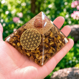 Pyramides Œil de Tigre Orgonite Fleur de Vie 7.5 cm - Orgonite Œil de Tigre