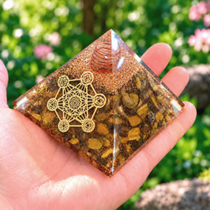 Pyramides œil de Tigre Orgonite Metatron 7.5 cm - Orgonite Œil de Tigre