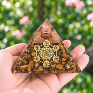 Pyramides œil de Tigre Orgonite Metatron 7.5 cm - Orgonite Œil de Tigre