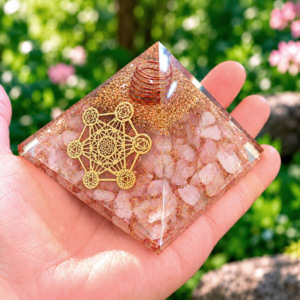 Pyramides Quartz Rose Orgonite Metatron 7.5 cm - Orgonite Quartz Rose