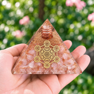 Pyramides Quartz Rose Orgonite Metatron 7.5 cm - Orgonite Quartz Rose