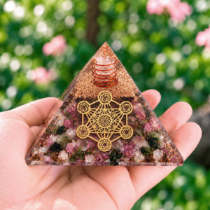 Pyramides Tourmaline Multicolore Orgonite Metatron 7.5 cm - Orgonite Tourmaline Multicolore