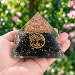 v - Pyramides Tourmaline Noire Orgonite Arbre de Vie 7.5 cm